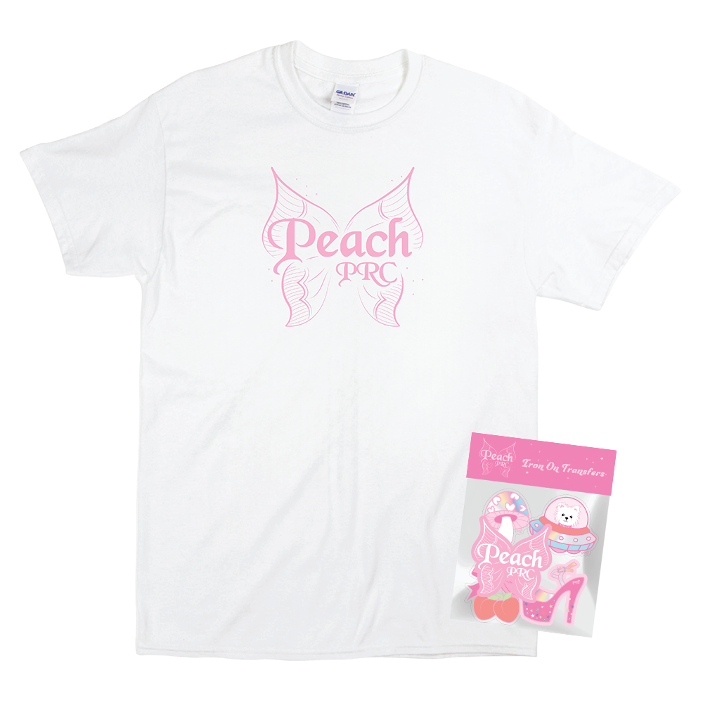 Peach Iron On Transfers Pack + T-Shirt